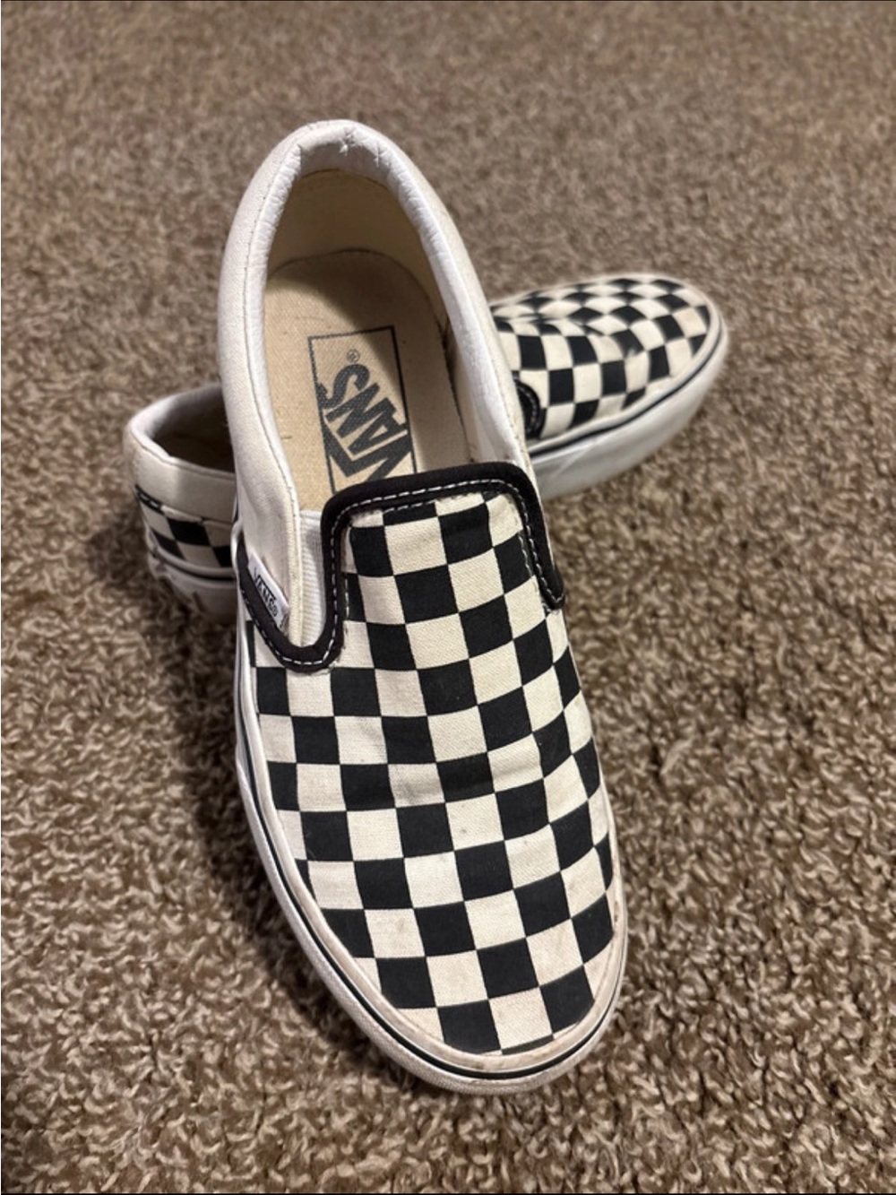 Vans Kids Slip-On Checkerboard Canvas Sneakers - Black & White